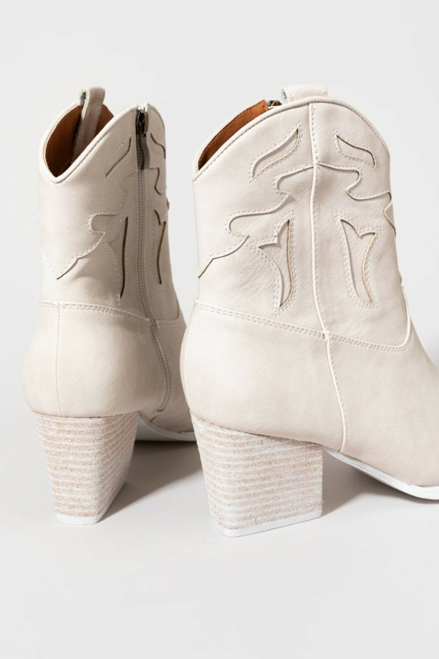 Francesca's Stacey Causal Western Boots Ivory Boots