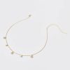 Francesca's Anne Pave Flower Bezel Station Necklace Gold Necklaces