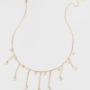 Francesca's Tria Pearl Drip Chain Necklace Gold Necklaces