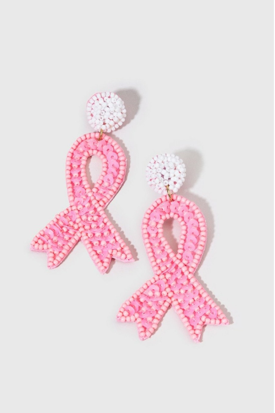 Francesca's Rudie Seedbead Breast Cancer Awareness Ribbon Earrings Pink Earrings