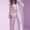 Francesca's Ella Plisse Fluid Wide Pants Lavender Pants