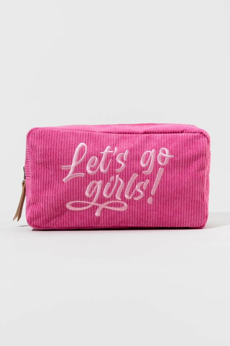 Francesca's Let'S Go Girls Pink Corduroy Cosmetic Bag Multi Beauty & Wellness