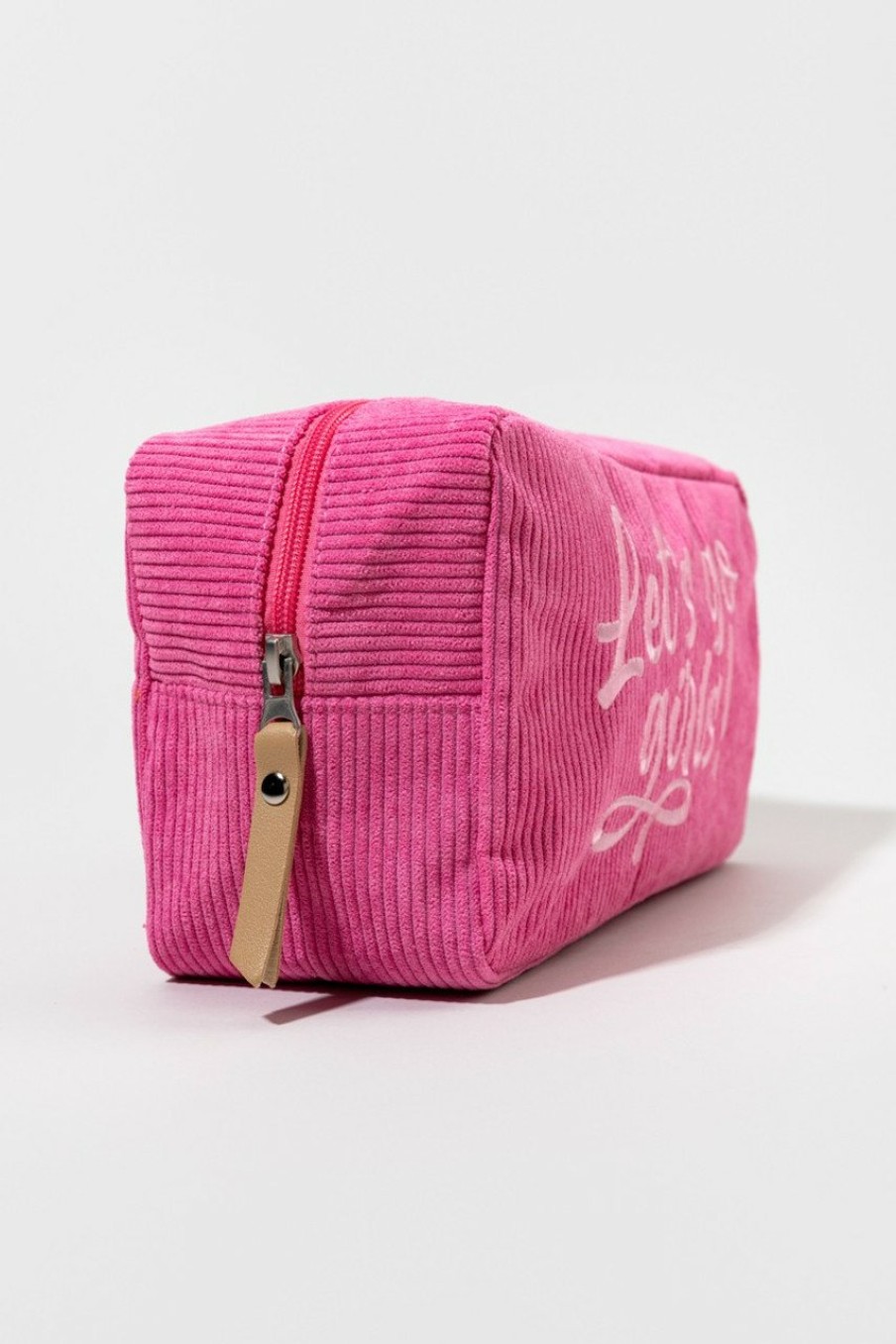 Francesca's Let'S Go Girls Pink Corduroy Cosmetic Bag Multi Beauty & Wellness