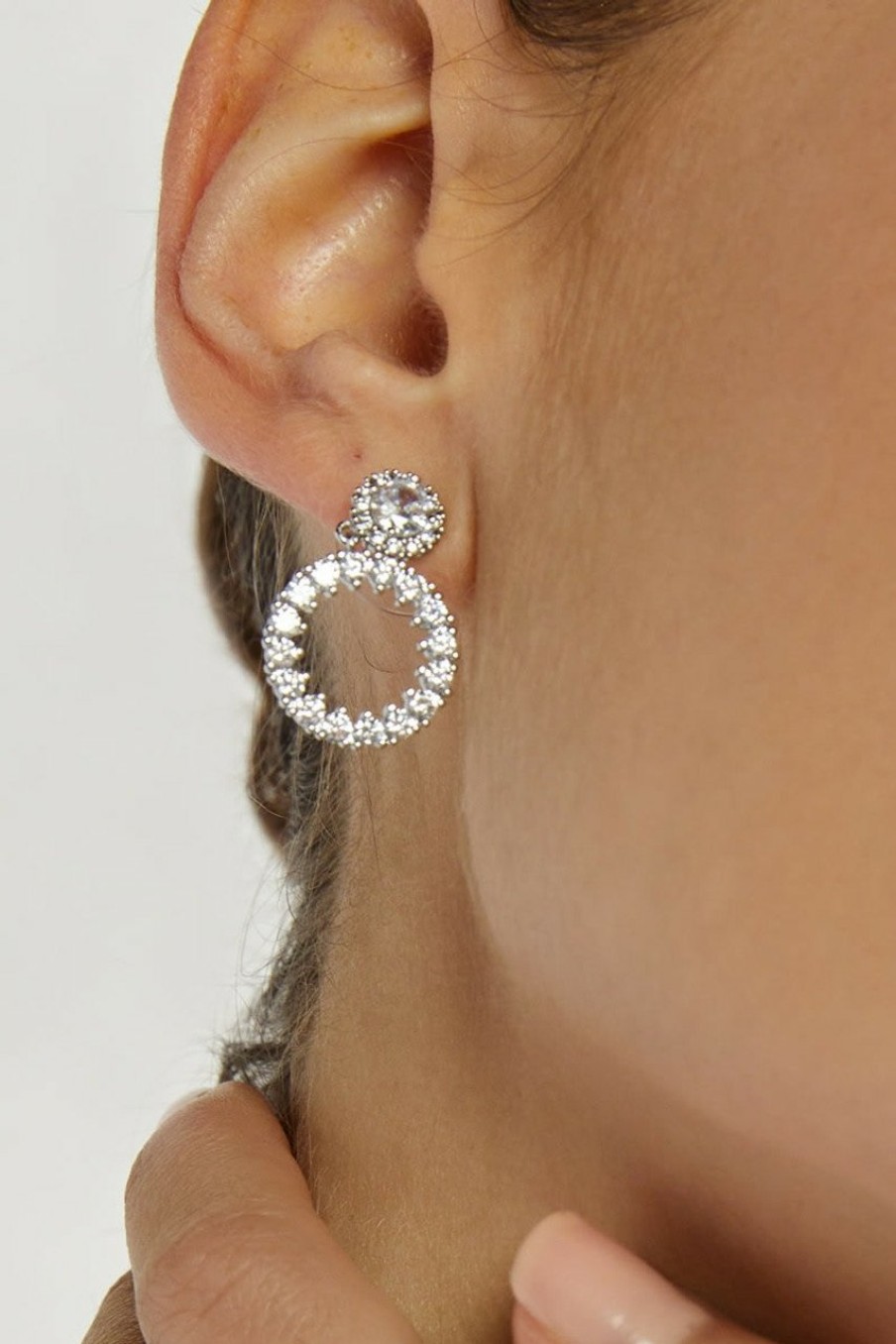 Francesca's Bria Cz Circle Drop Earrings Silver Earrings