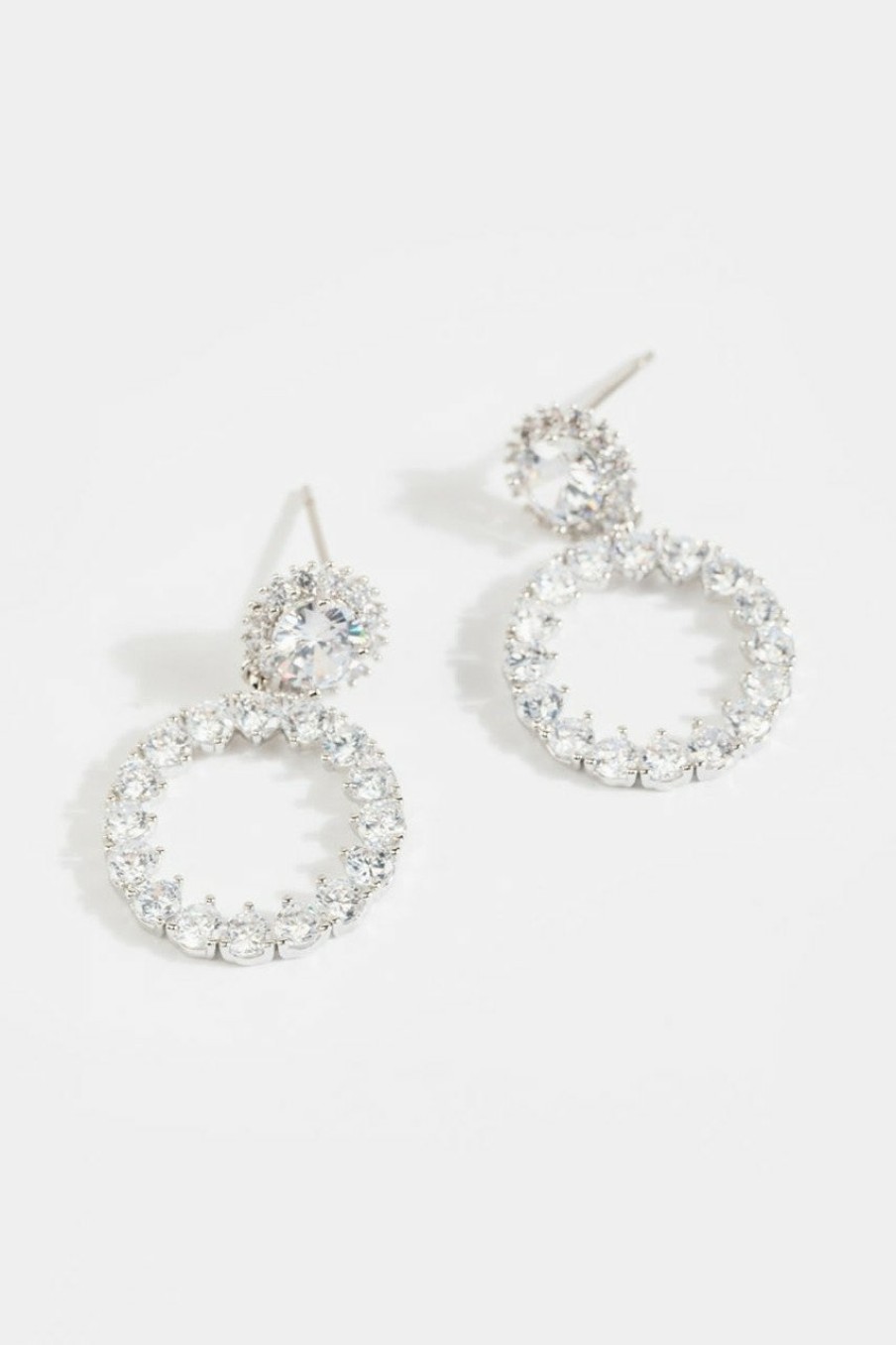 Francesca's Bria Cz Circle Drop Earrings Silver Earrings