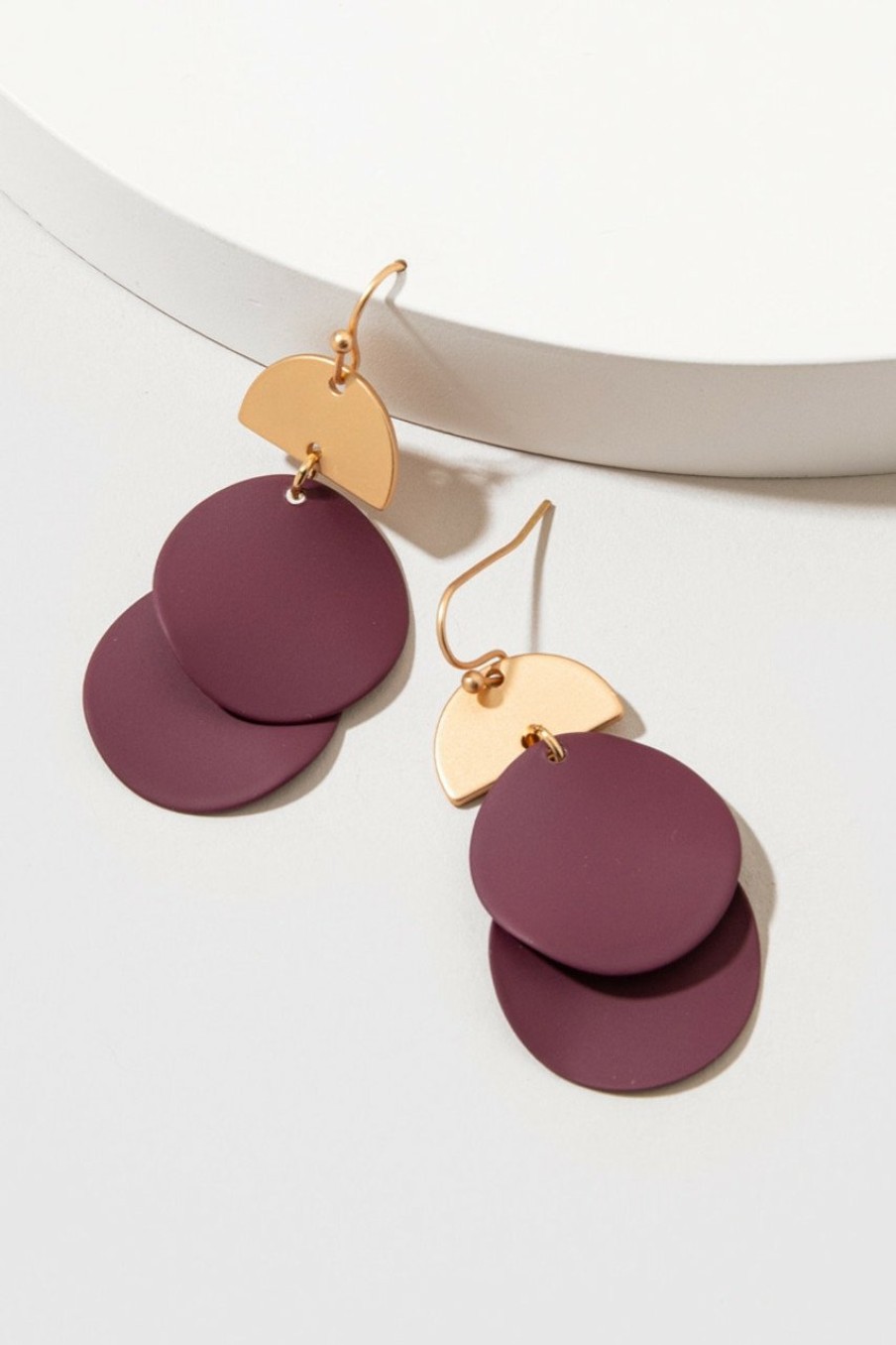 Francesca's Sarah Epoxy Coin Drop Earrings Burgundy Earrings