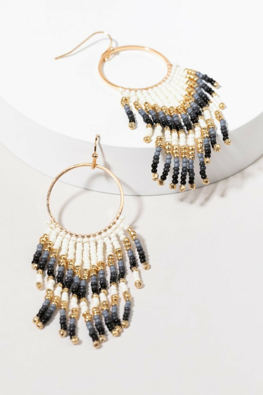 Francesca's Bertha Seedbead Strand On A Circle Drop Earrings Multi Earrings