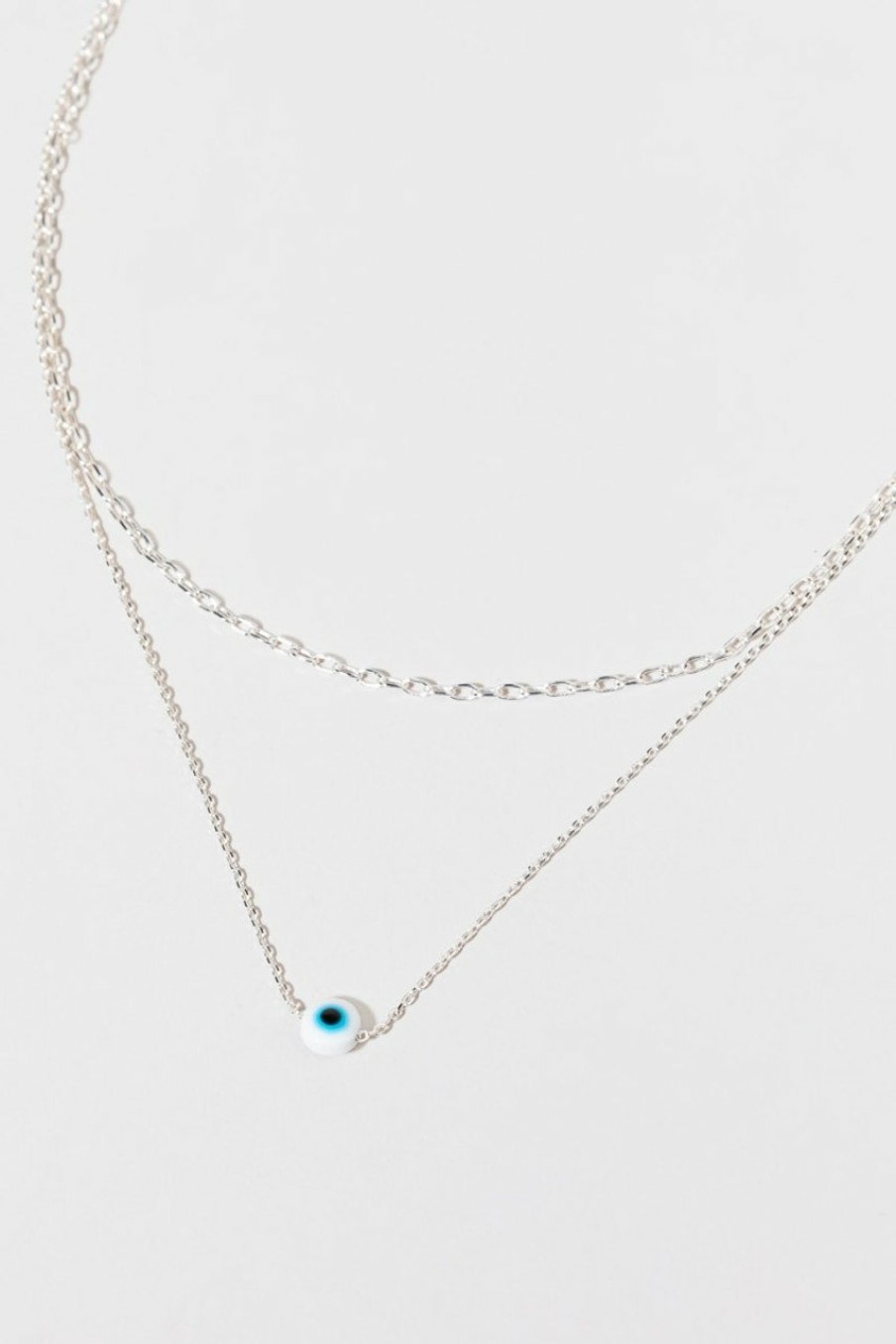 Francesca's Jeni Evil Eye Pendant Necklace Silver Necklaces