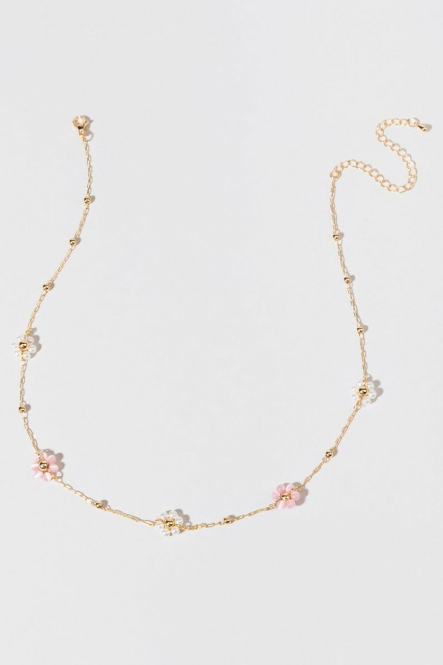 Francesca's Pearl Cateye Flower Necklace Pink Necklaces