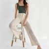 Francesca's Jannine Tie Waist Crochet Pants Beige Pants