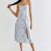 Francesca's Helen Sweetheart Neck Floral Midi Dress White Dresses