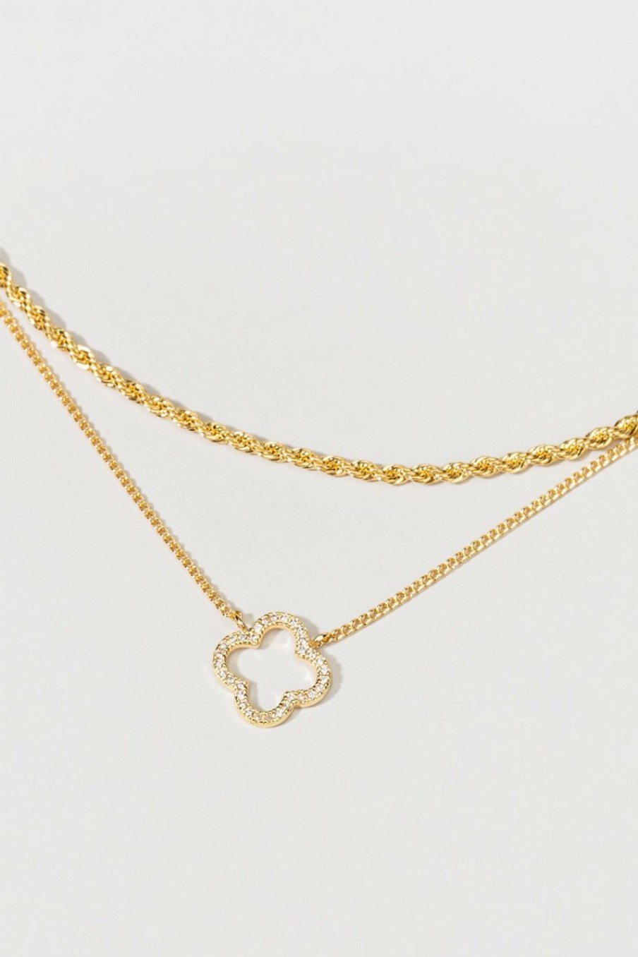 Francesca's Ava Clover Layered Necklace Gold Necklaces