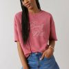 Francesca's Beverly Hills Acid Wash Sweatshirt Red Tops