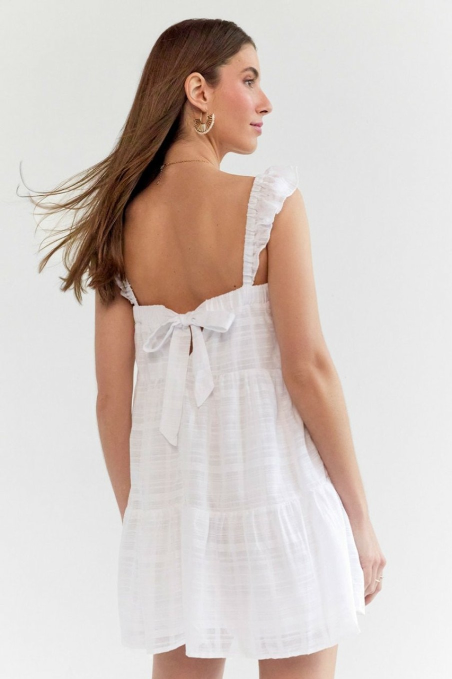 Francesca's Susie Tiered Mini Swing Dress White Dresses