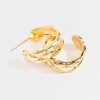 Francesca's Tanya Quilted Small Hoops Gold Earrings