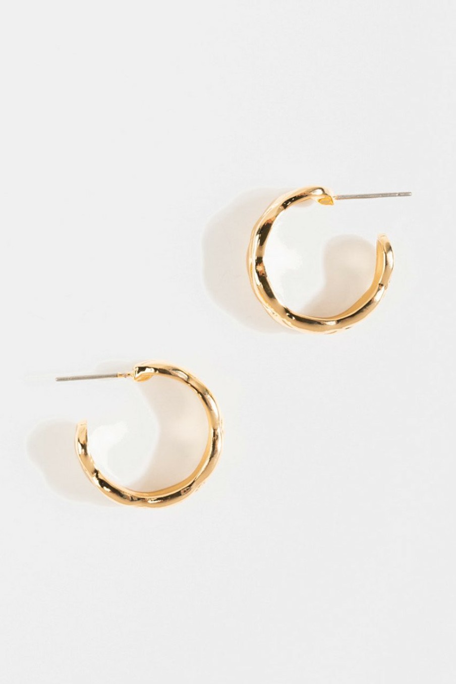 Francesca's Tanya Quilted Small Hoops Gold Earrings