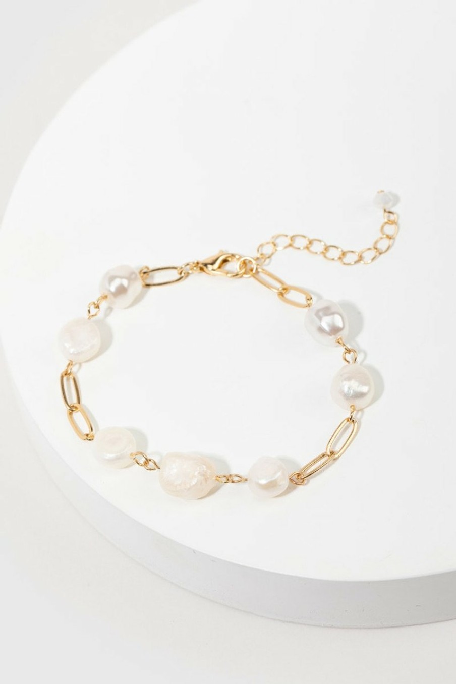 Francesca's Carter Paperclip Chain Bracelet Pearl Bracelets