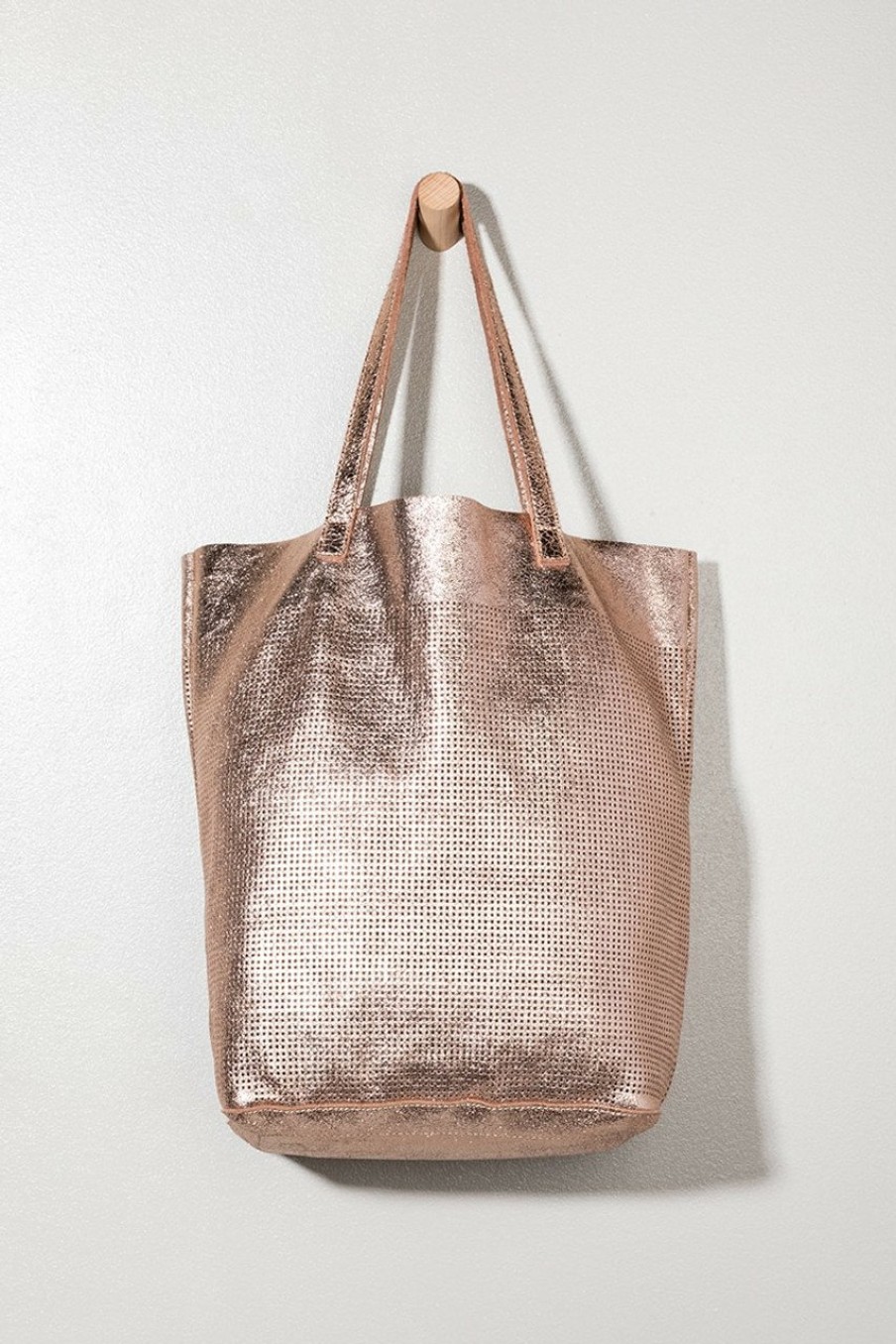 Francesca's Stella Leather Perforated Handbag Rose Gold Bags & Wallets