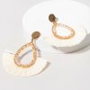 Francesca's Patrica Raffia Fan With Crystals Earrings Ivory Earrings