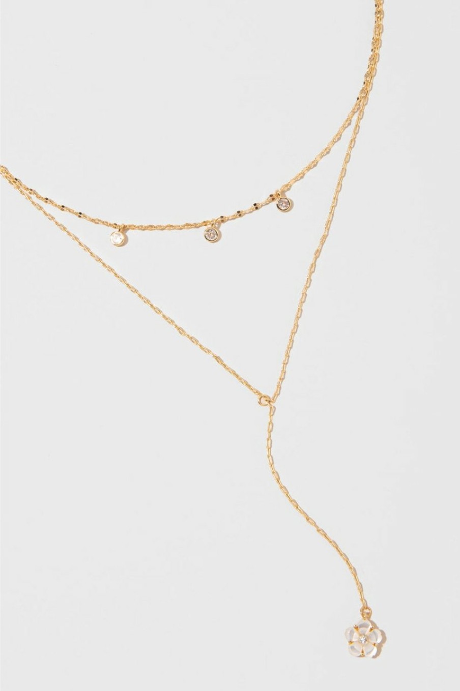 Francesca's Bernadette Flower Bezel Necklace Gold Necklaces