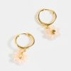 Francesca's Bonnie Floral Huggie Hoops Pale Pink Earrings