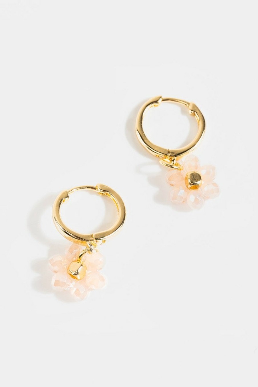 Francesca's Bonnie Floral Huggie Hoops Pale Pink Earrings