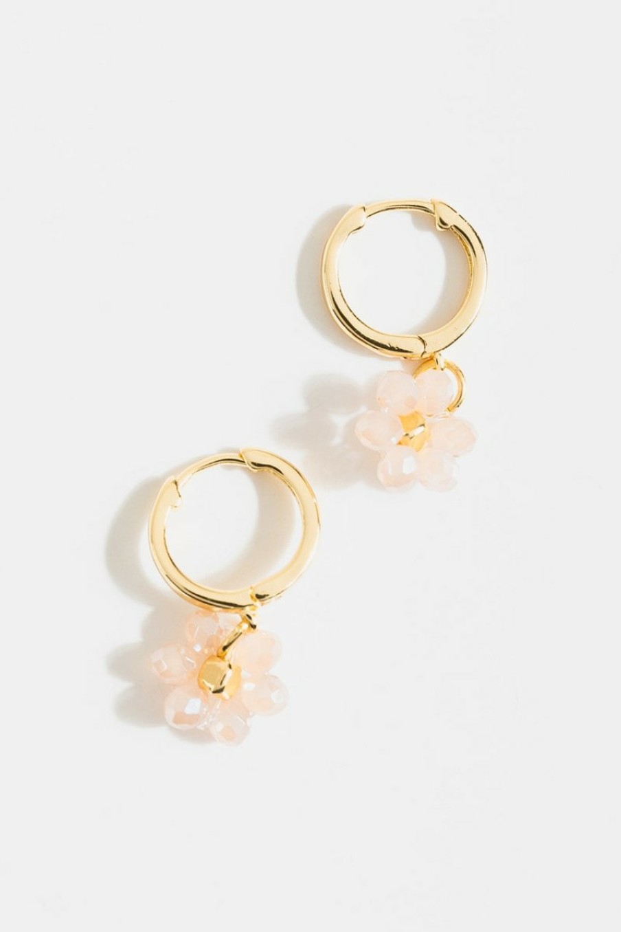 Francesca's Bonnie Floral Huggie Hoops Pale Pink Earrings