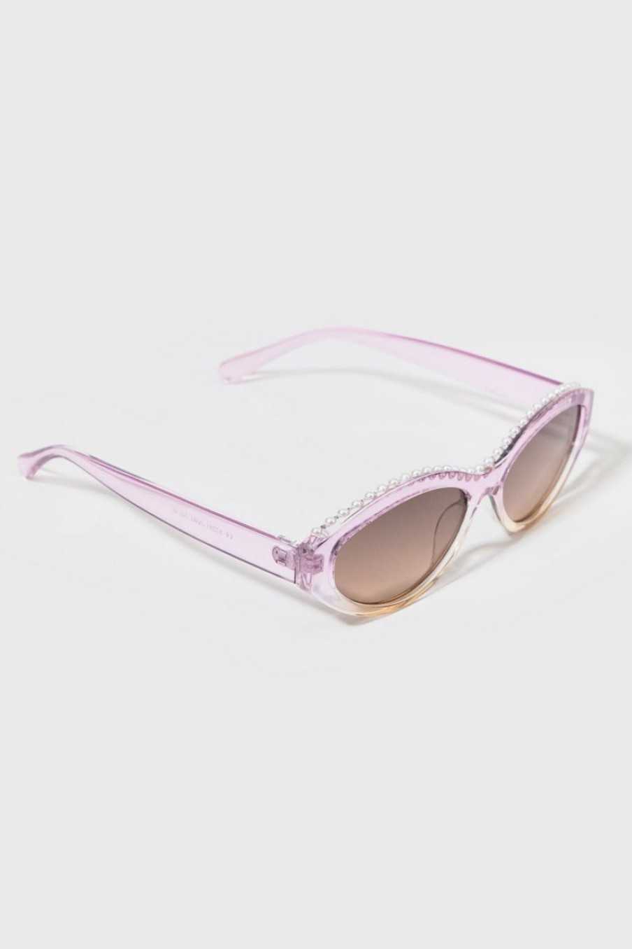 Francesca's Sidney Pearl Top Oval Sunglasses Purple Sunglasses