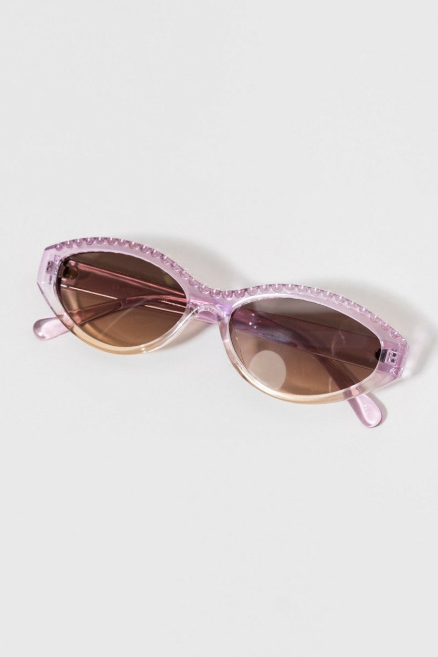 Francesca's Sidney Pearl Top Oval Sunglasses Purple Sunglasses