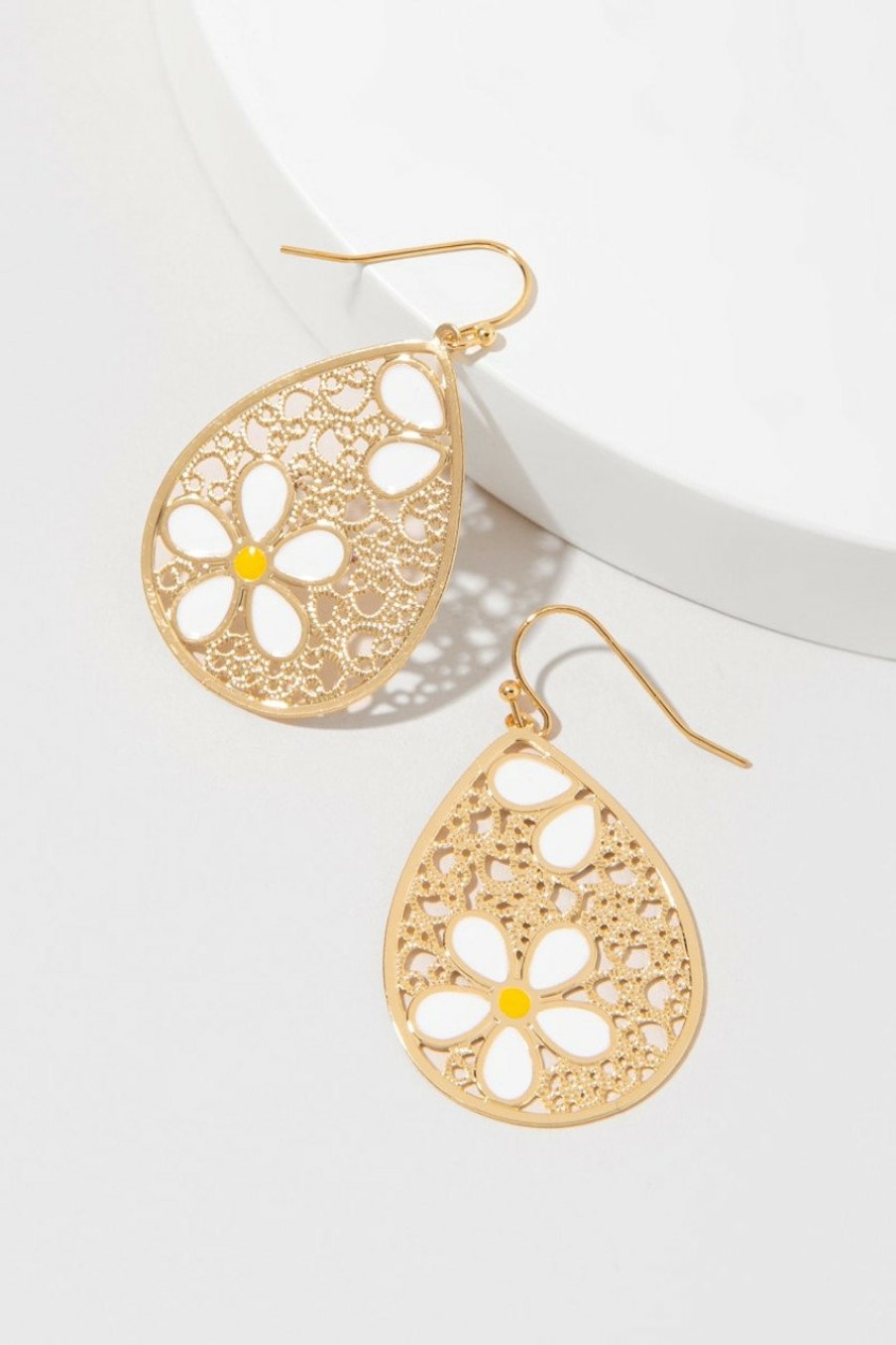 Francesca's Bridget Enamel Flower Earrings White Earrings