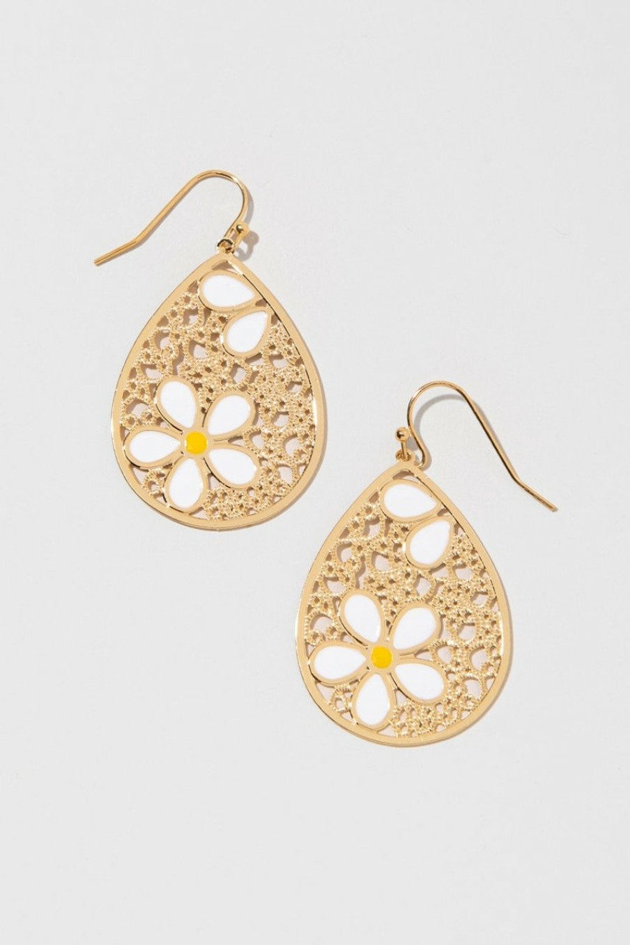 Francesca's Bridget Enamel Flower Earrings White Earrings