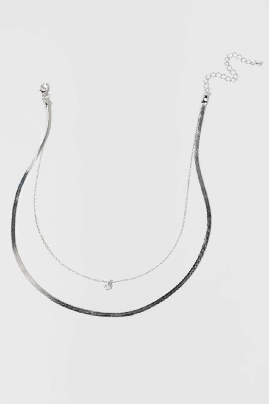 Francesca's Nelly Snake Bezel Necklace Silver Necklaces