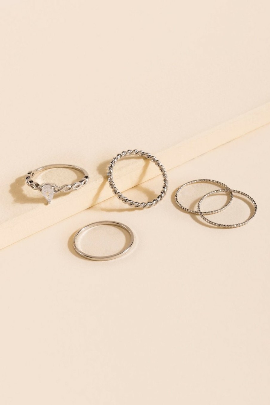 Francesca's Kelly Braid Ring Set Iridescent Rings