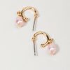 Francesca's Banks Pearl Charm Huggie Hoops Pink Earrings