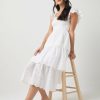 Francesca's Andrea Flutter Midi Dress White Dresses