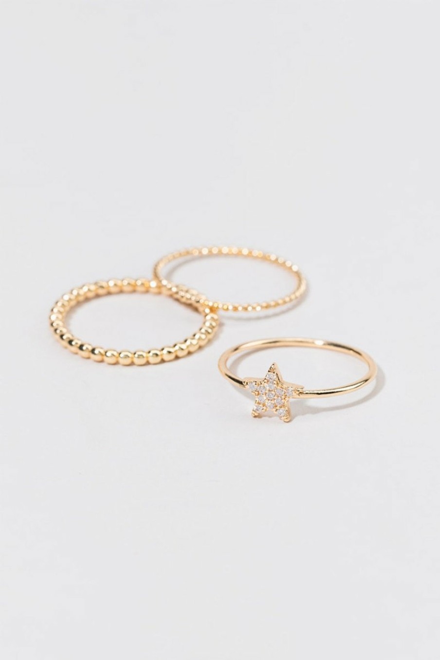 Francesca's Valerie Cz Pave Star Ring Set Gold Rings