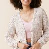 Francesca's Evelyn Popcorn Knit Cardigan Ivory Tops