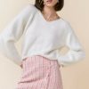 Francesca's Olivia V-Neck Fuzzy Sweater Tops