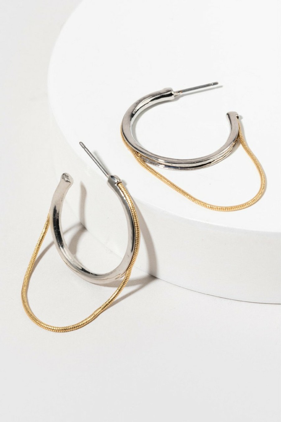 Francesca's Belle Thread Mix Metal Hoops Earrings Metallic Earrings