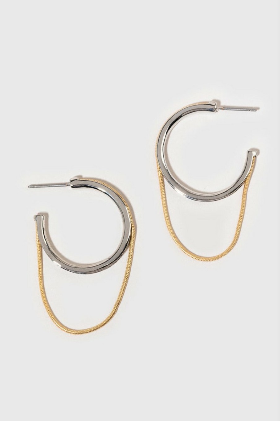 Francesca's Belle Thread Mix Metal Hoops Earrings Metallic Earrings