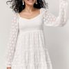 Francesca's Nancy Smocked Upper Tie Waisted Dress White Dresses