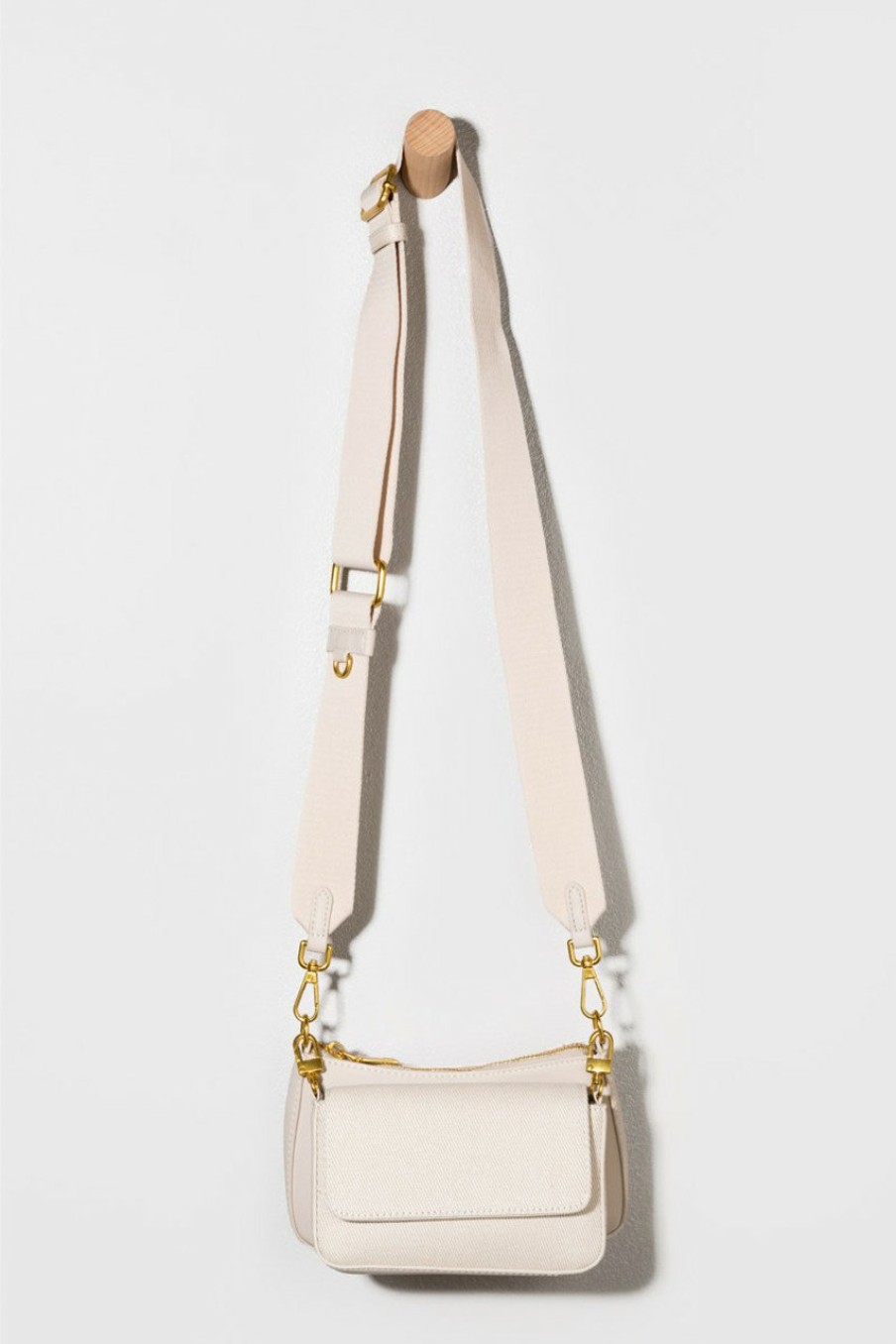 Francesca's Brooke Canvas Thick Strap Crossbody Bag Cream Bags & Wallets