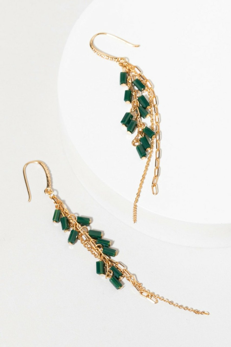 Francesca's Victoria Glass Beads Hook Earrings Green Earrings