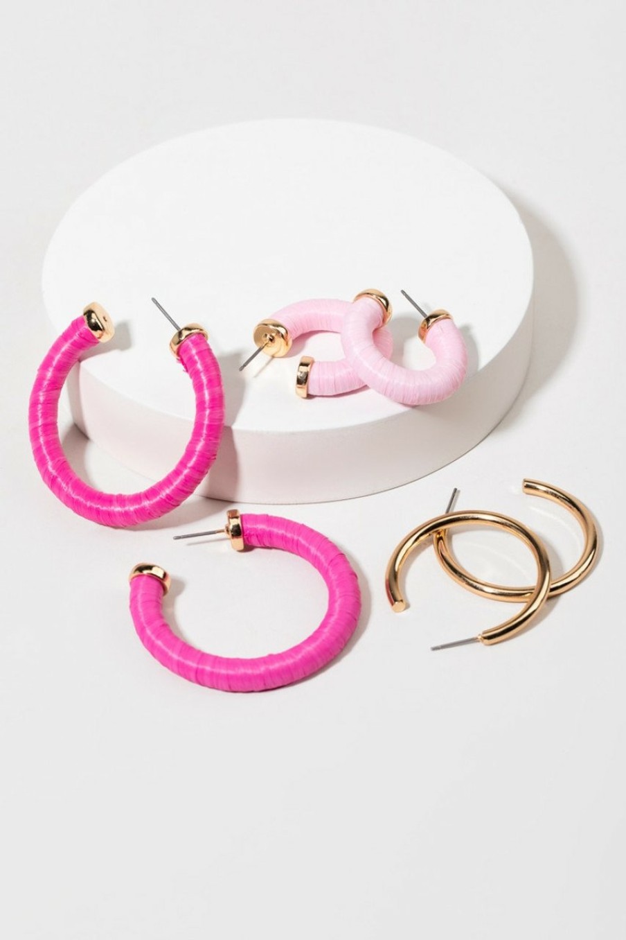 Francesca's Tamika And Gold Hoop Earring Pack Pink Earrings