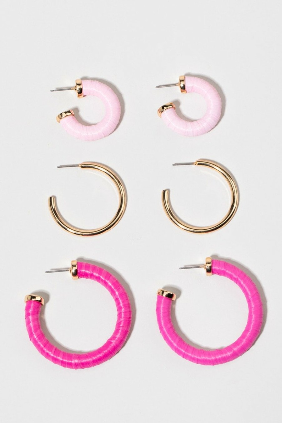 Francesca's Tamika And Gold Hoop Earring Pack Pink Earrings