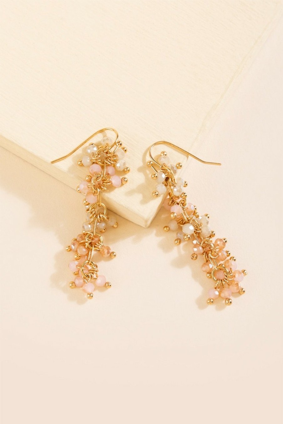 Francesca's Eydie Beaded Linear Drop Earrings Pink Earrings