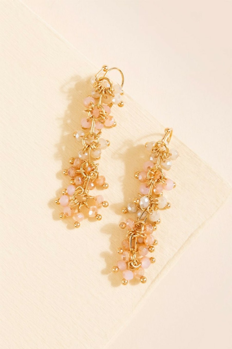 Francesca's Eydie Beaded Linear Drop Earrings Pink Earrings