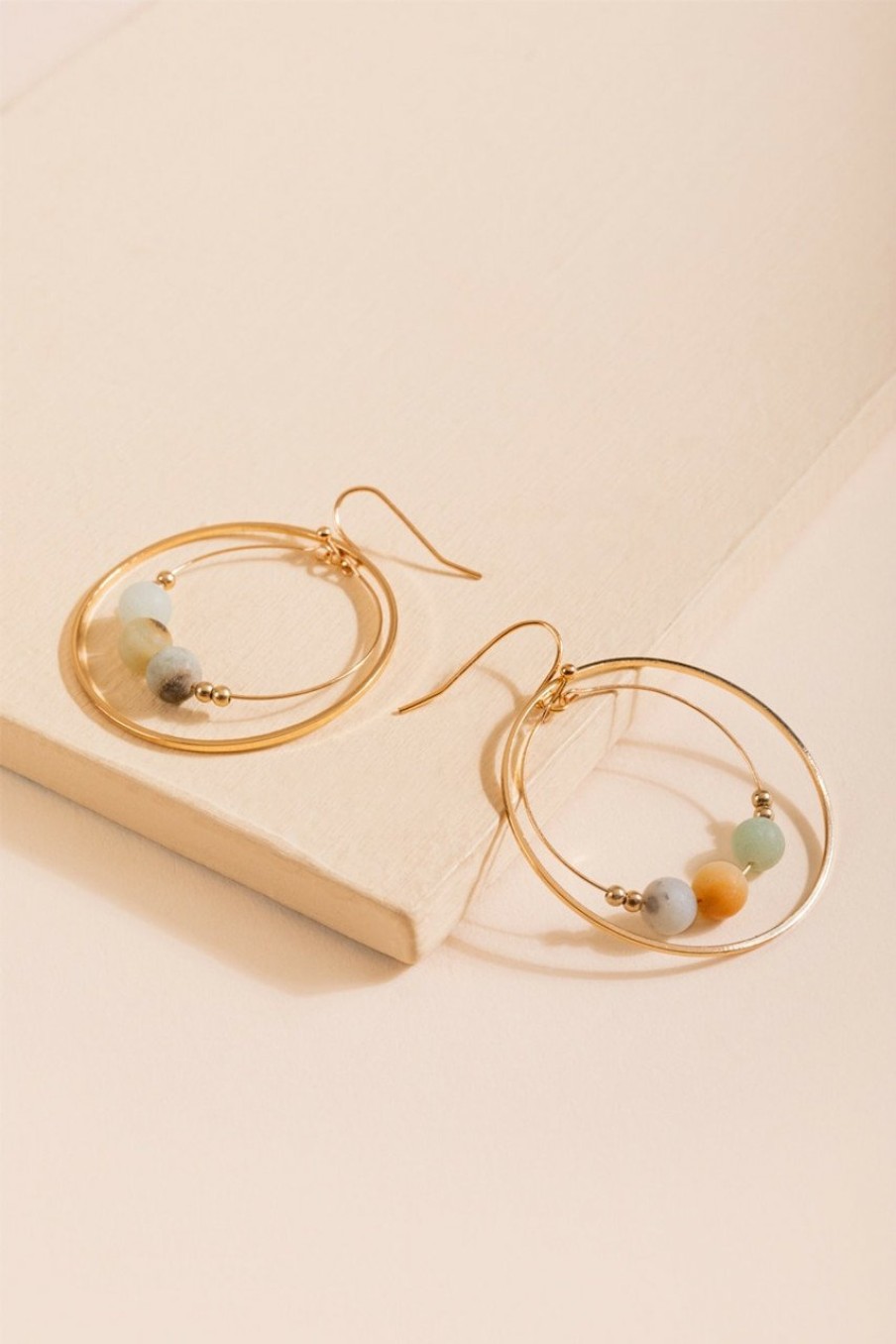 Francesca's Vieran Semi-Precious Circle Drop Earrings Green Earrings