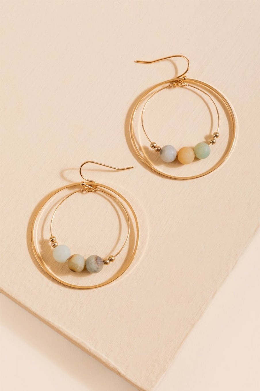 Francesca's Vieran Semi-Precious Circle Drop Earrings Green Earrings