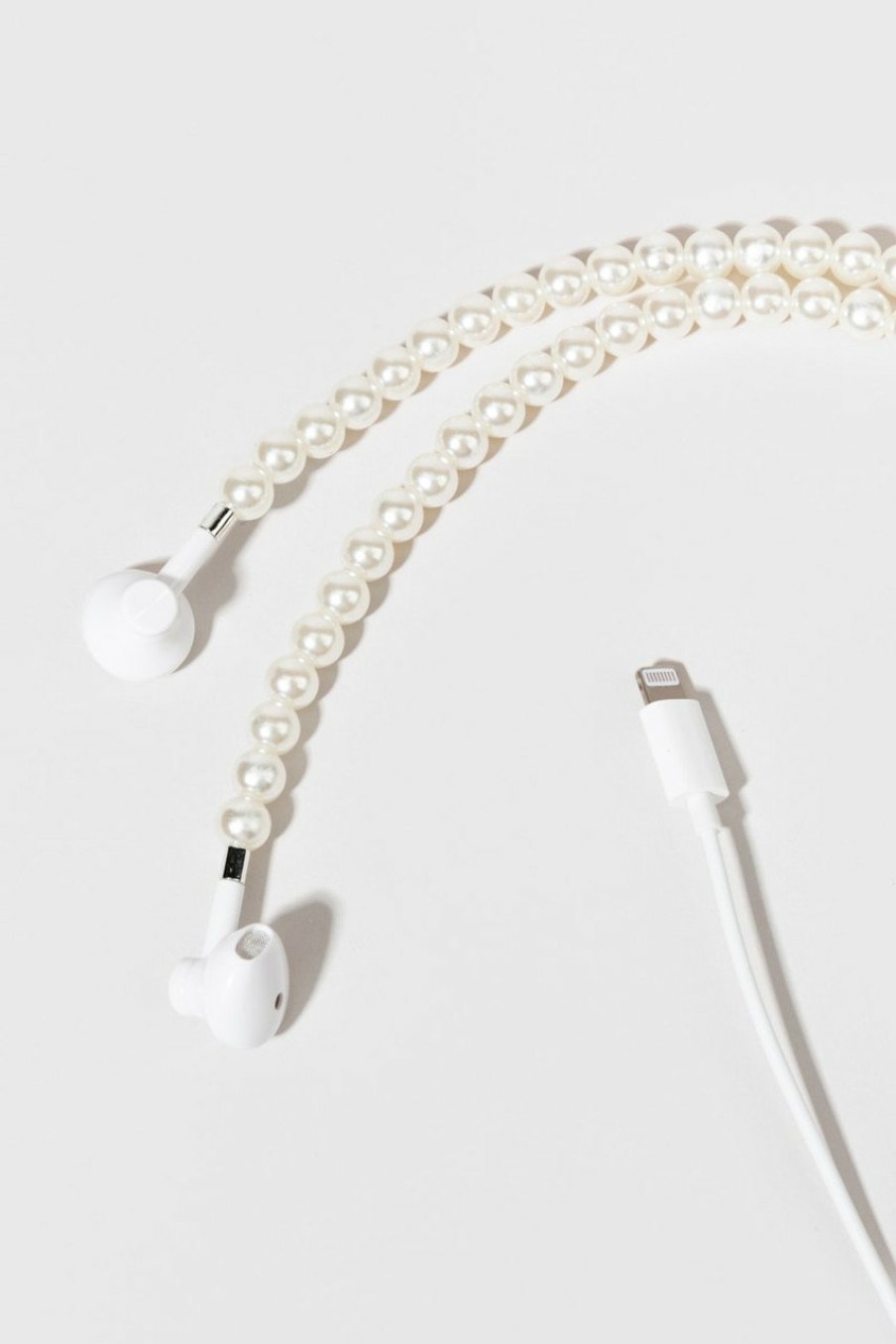 Francesca's Lillian Pearl Embellished Lightning Headphones Ivory Tech